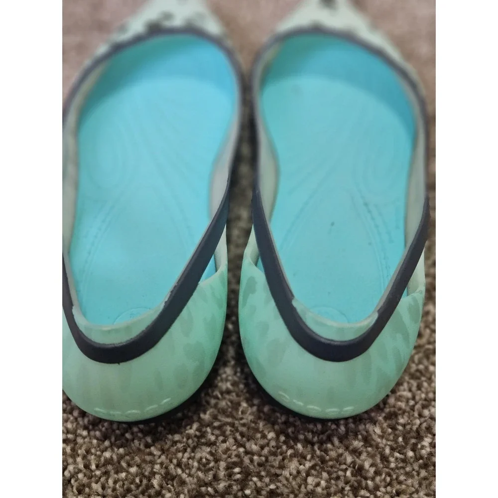 CROCS Womens Rio Ballet Flat‎ Size 9 Leopard Fade Rubber Pointed Slip On Shoe